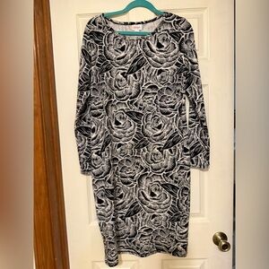 LuLaRoe Black and White Rose Pattern Dress
